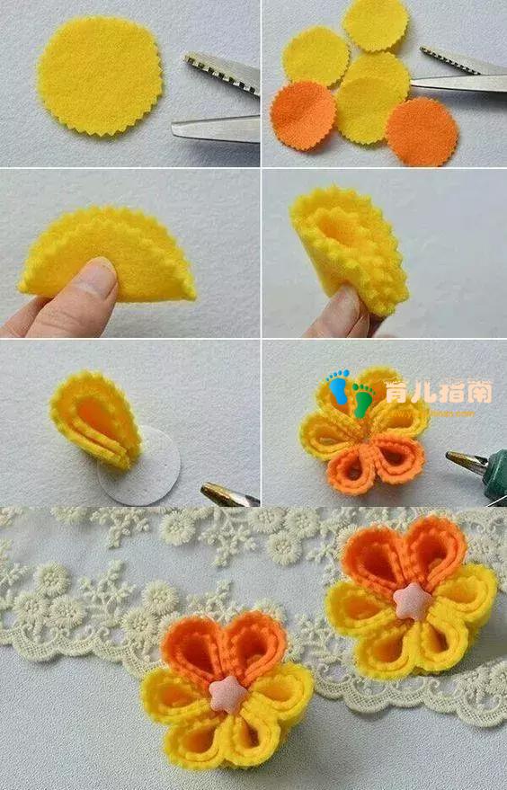 幼儿园手工制作 | 幼师常用的不织布手工花，孩子简单容易学