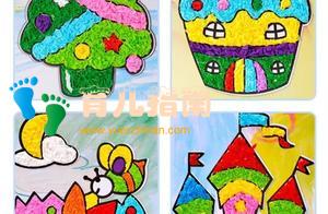 简单又好看的儿童手工DIY贴纸画，这个纹理太漂亮了