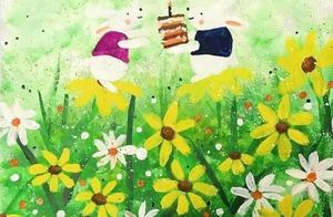 儿童创意综合绘画—公园的绿意小雏菊综合绘画教程