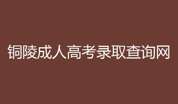 铜陵成人高考录取查询网