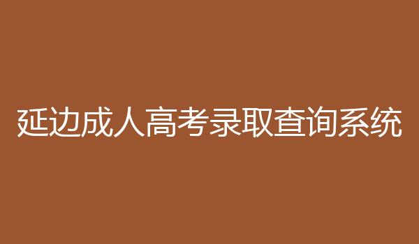 延边成人高考录取查询系统