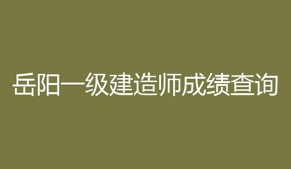 岳阳一级建造师成绩查询