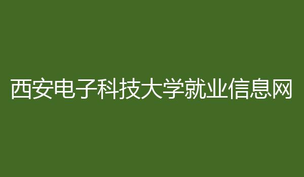 西安电子科技大学就业信息网