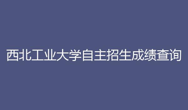 西北工业大学自主招生成绩查询
