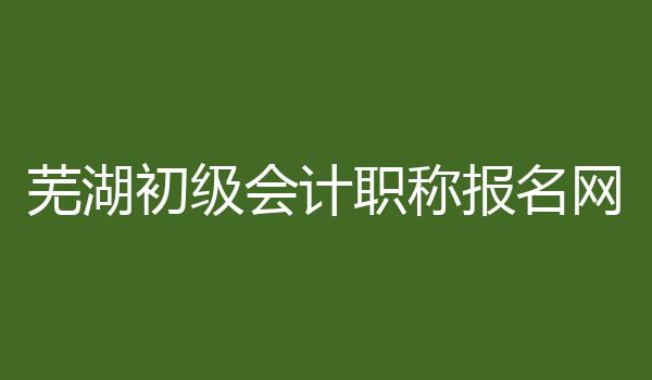 芜湖初级会计职称报名网