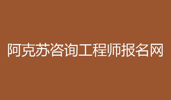 阿克苏咨询工程师报名网