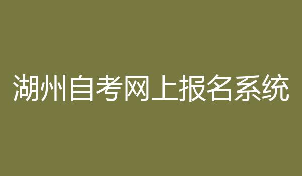 湖州自考网上报名系统